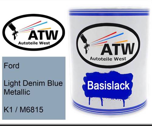 Ford, Light Denim Blue Metallic, K1 / M6815: 1L Lackdose, von ATW Autoteile West.